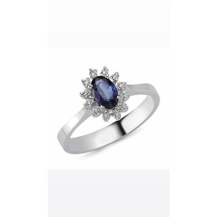 0,57 Karat Pırlantalı Safir Yüzük